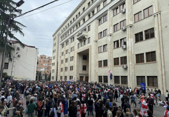 „რუსული კანონით არ ვიცხოვრებთ“ - პლენარული სხდომა აქციის ფონზე მიმდინარეობს